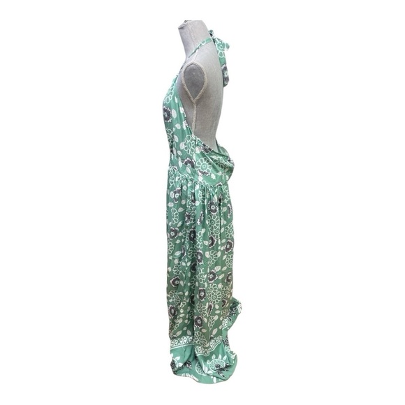 SHEIN Green, White and Gray Halter Maxi Dress with flowers size L - Picture 4 of 9